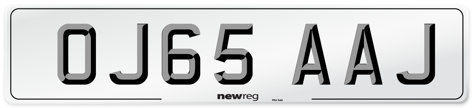 OJ65 AAJ Number Plate from New Reg